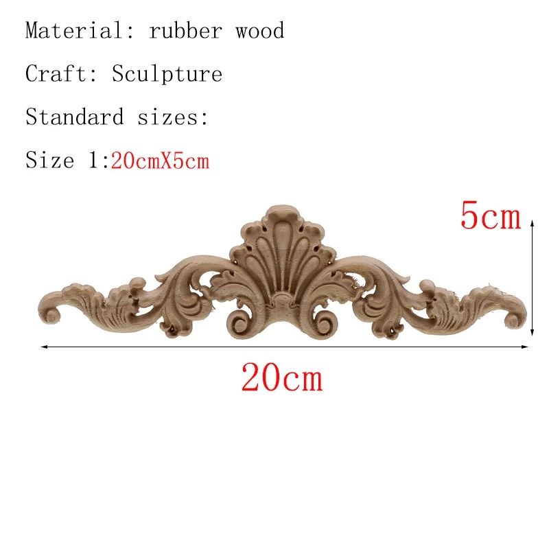 Natural Floral Wood Carved Applique Decorative Trim For Furniture And Wall Decor 3