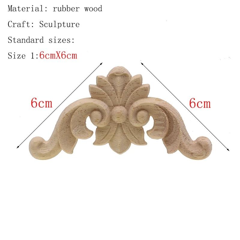 Natural Floral Wood Carved Applique Decorative Trim For Furniture And Wall Decor 4