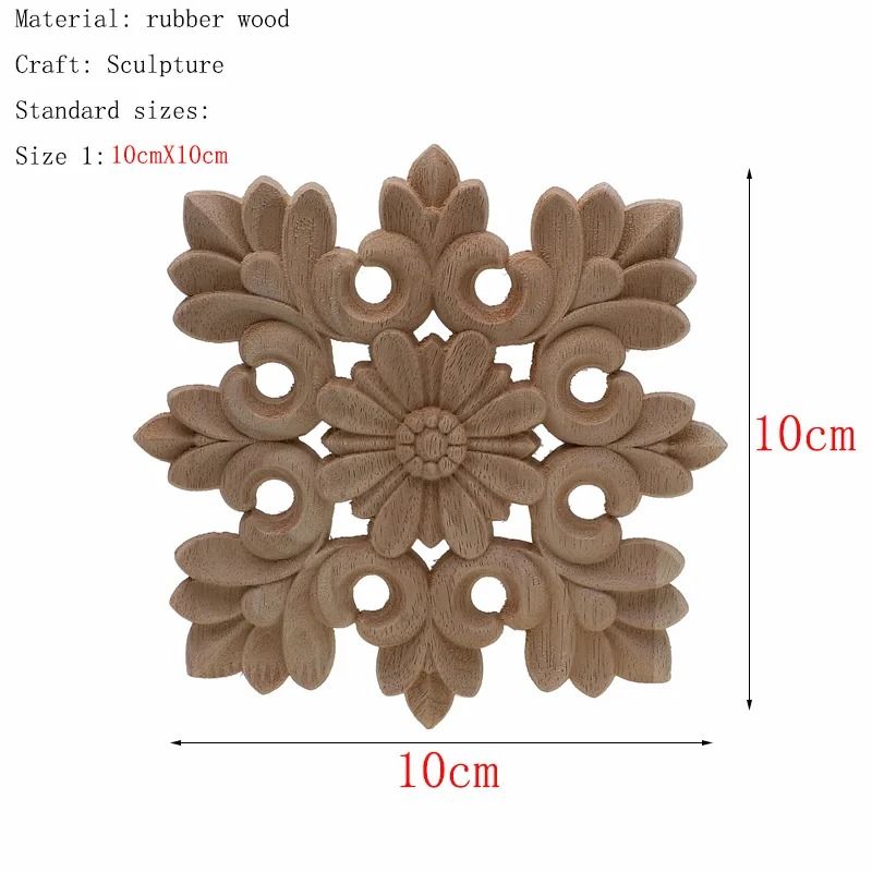 Natural Floral Wood Carved Applique Decorative Trim For Furniture And Wall Decor 20