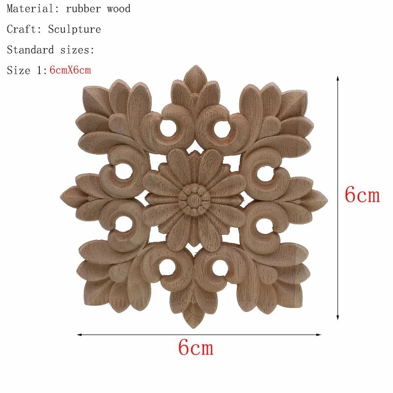 Natural Floral Wood Carved Applique Decorative Trim For Furniture And Wall Decor 21