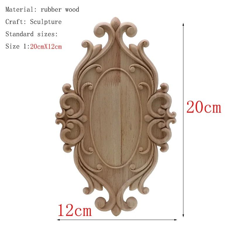 Natural Floral Wood Carved Applique Decorative Trim For Furniture And Wall Decor 25