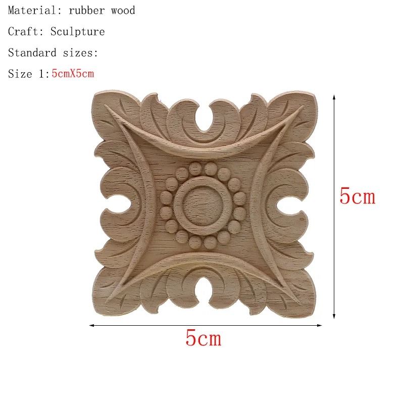 Natural Floral Wood Carved Applique Decorative Trim For Furniture And Wall Decor 26