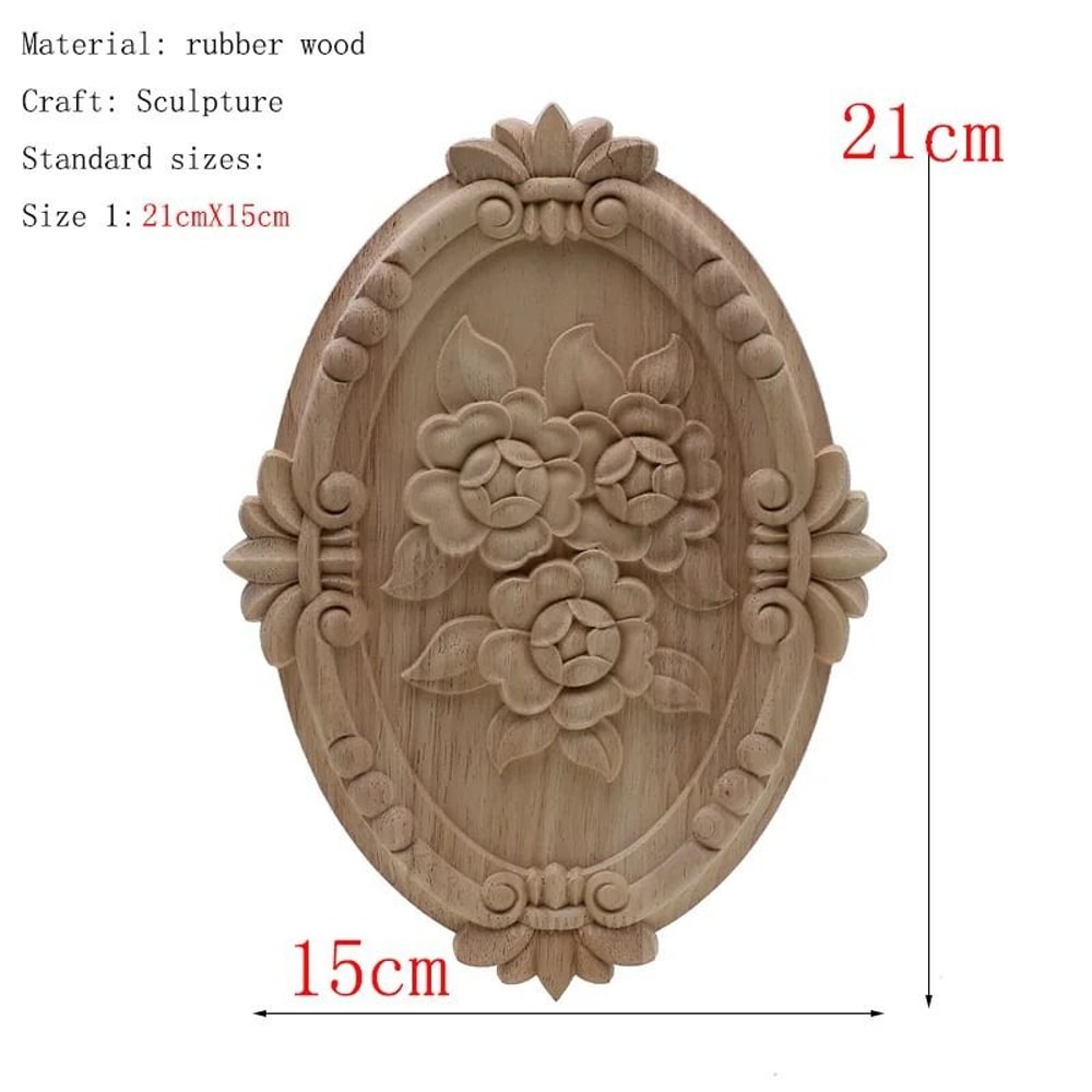 Natural Floral Wood Carved Applique Decorative Trim For Furniture And Wall Decor 27