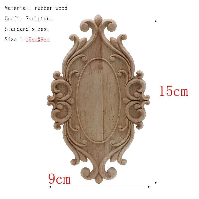 Natural Floral Wood Carved Applique Decorative Trim For Furniture And Wall Decor 28
