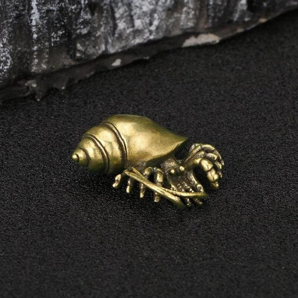 Vintage Brass Hermit Crab Figurine Nautical Desk Decor Ocean Themed Ornament 2