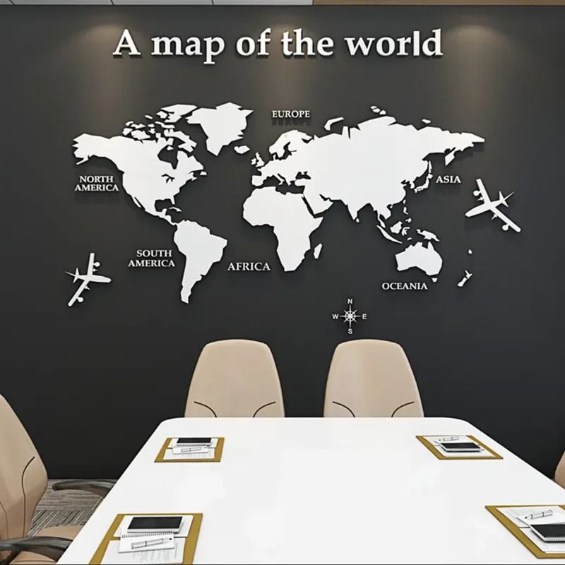 3D World Map Wall Sticker Acrylic World Map Decor Modern Wall Art 4