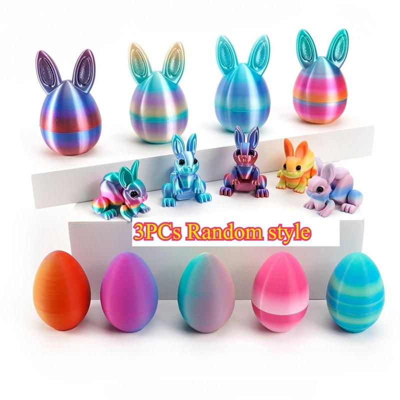 Easter Rabbit Ornament 3D Printed Bunny Decor Egg Desktop Figurine 24
