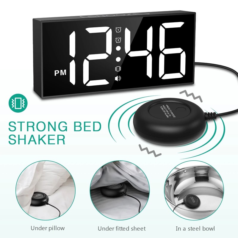ORIA Vibrating Alarm Clock With Bed Shaker Loud Alarm Clock For Heavy Sleepers 1
