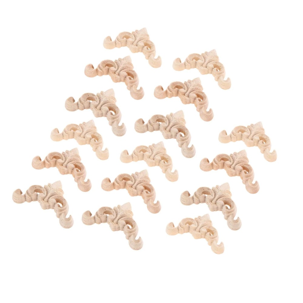 16pcs Wood Carving Appliques Decorative Wood Corner Onlays For Furniture And Wall Decor 0