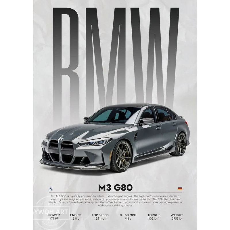 Modern Black Sports Car Canvas Wall Art Automotive Poster For Home Decor 13