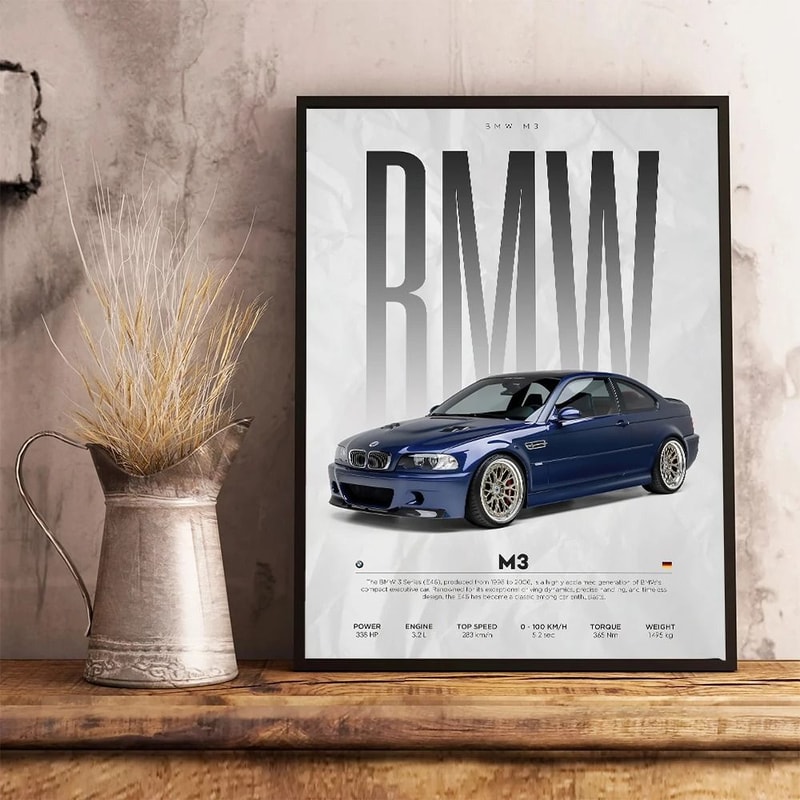 Modern Black Sports Car Canvas Wall Art Automotive Poster For Home Decor 20