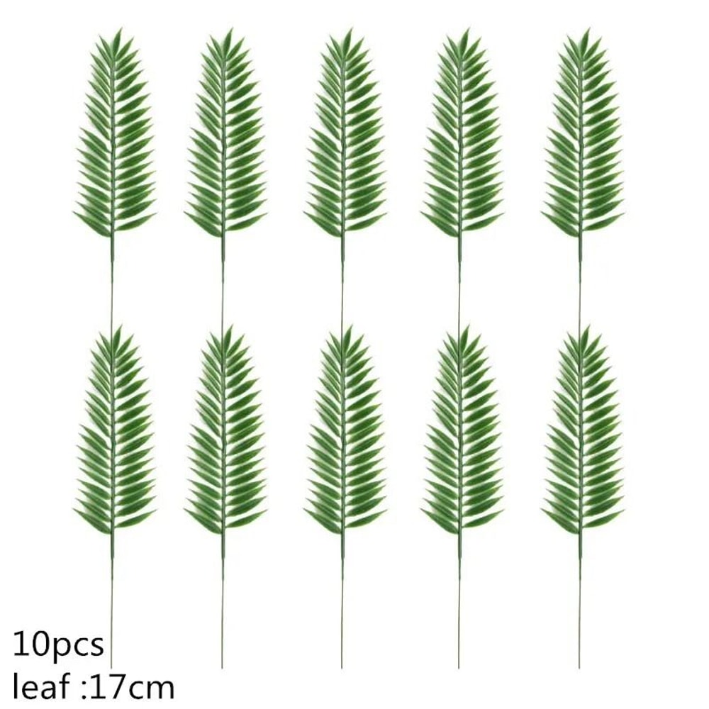 Artificial Palm Leaves Gold Tropical Decor Fake Silk Leaf Set 9