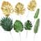 Artificial Palm Leaves Gold Tropical Decor Fake Silk Leaf Set 0