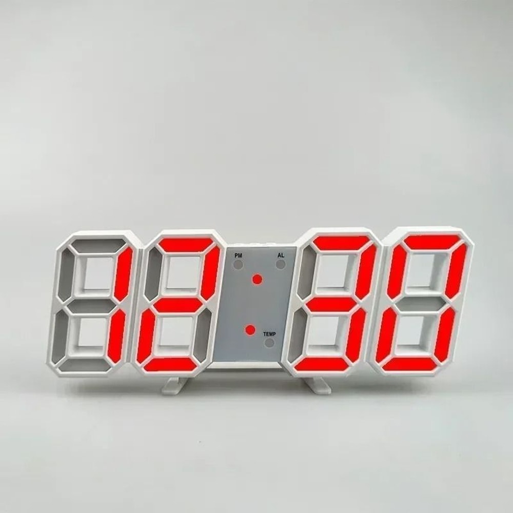 3D LED Digital Wall Clock With Temperature Date And Alarm Display 8