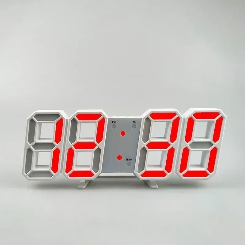 3D LED Digital Wall Clock With Temperature Date And Alarm Display 8
