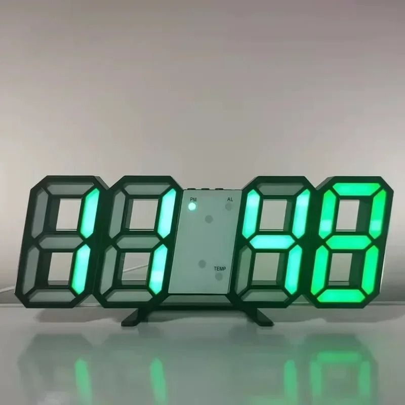 3D LED Digital Wall Clock With Temperature Date And Alarm Display 5