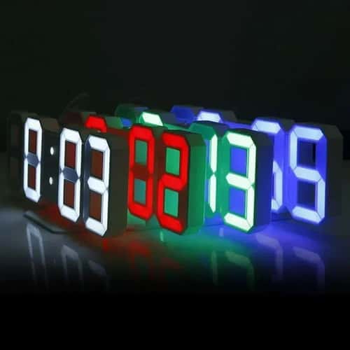 3D LED Digital Wall Clock with Temperature Date and Alarm Display