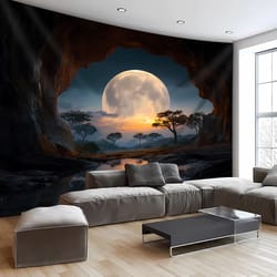 forest moon wall tapestry nature landscape boho wall hanging decor