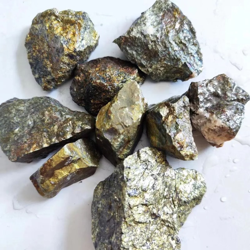 Natural Chalcopyrite Crystal Mineral Specimen Raw Copper Ore Stone Sample 0