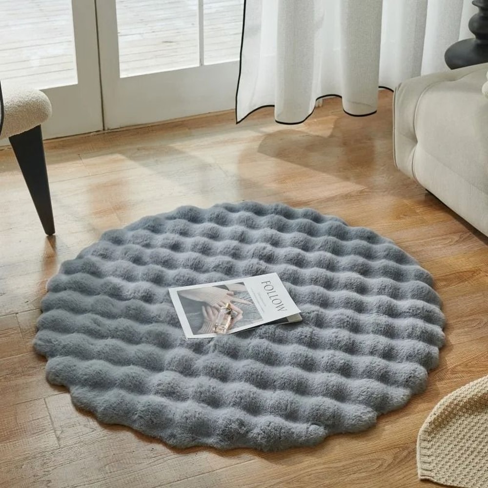 Fluffy Round Rug Faux Fur Carpet Soft Plush Kids Play Mat 5