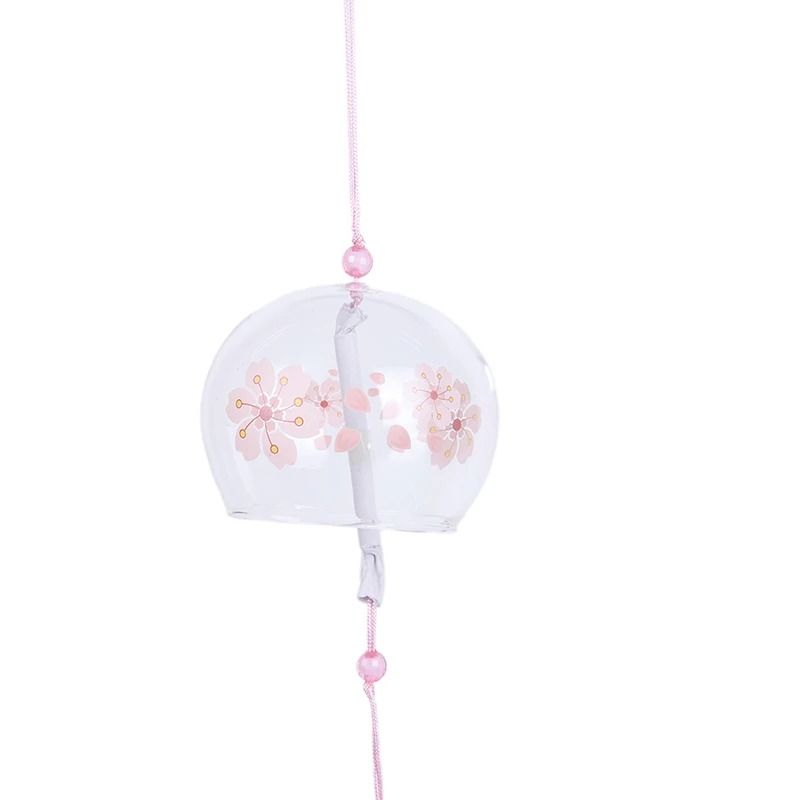 Japanese Glass Wind Chime Sakura Cherry Blossom Hanging Bell Decor 7