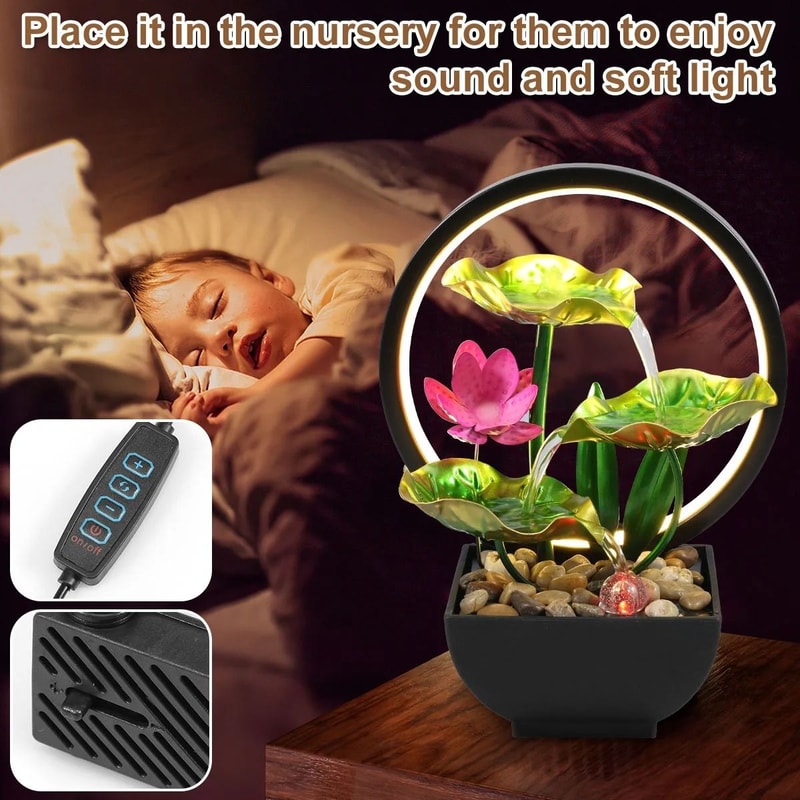 USB Tabletop Water Fountain Desktop Waterfall LED Relaxation Decor 8