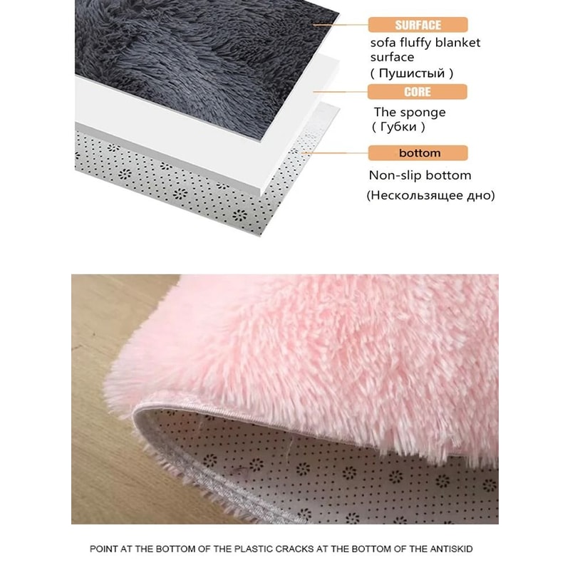 Fluffy Round Carpet Plush Area Rug Soft Non Slip Kids Play Mat 11