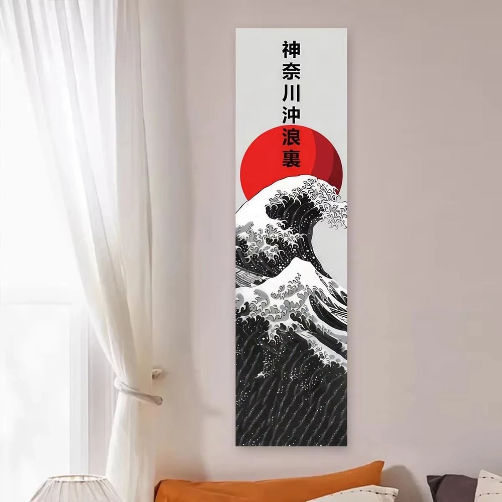 Japanese Wave Tapestry Red Sun Wall Hanging Aesthetic Japanese Wall Decor 0
