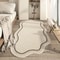 Cream Irregular Area Rug Soft Minimalist Non Slip Carpet For Bedroom And Living Room 7