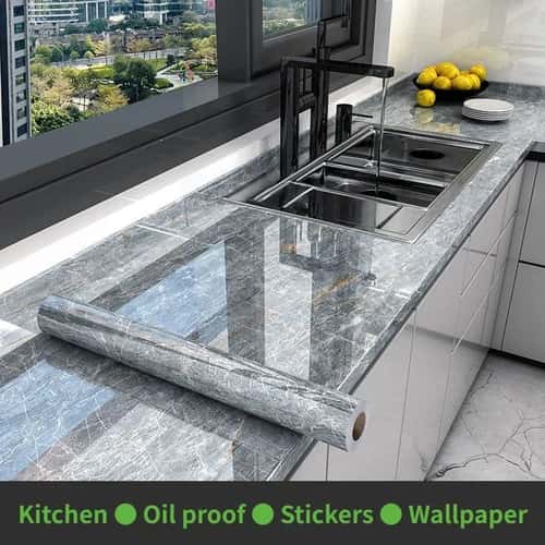 Marble Self Adhesive Wallpaper Waterproof Oil Proof Contact Paper for Kitchen Countertops and Walls