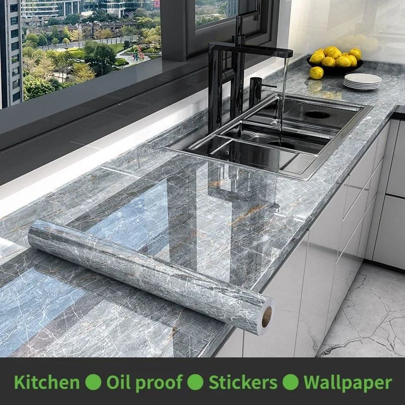 Marble Self Adhesive Wallpaper Waterproof Oil Proof Contact Paper For Kitchen Countertops And Walls 0