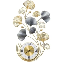 ginkgo leaf metal wall clock large silent decorative wall art for living room and home
