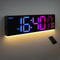 Large LED Digital Wall Clock With Remote RGB Display Temperature And Alarm For Home 0