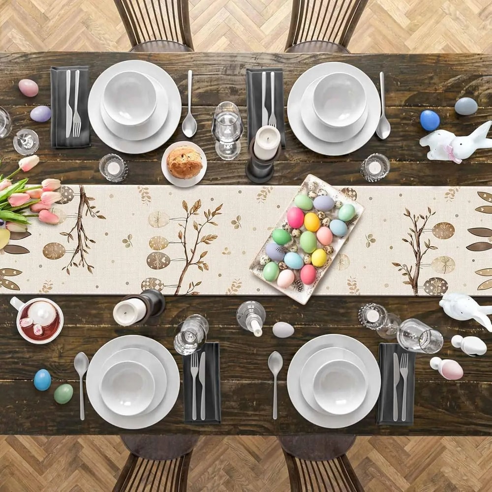 Easter Bunny Table Runner Linen Farmhouse Spring Table Decor For Dining Table 4