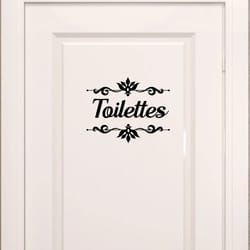 french bathroom door sticker waterproof toilet door decal floral vinyl wall decor