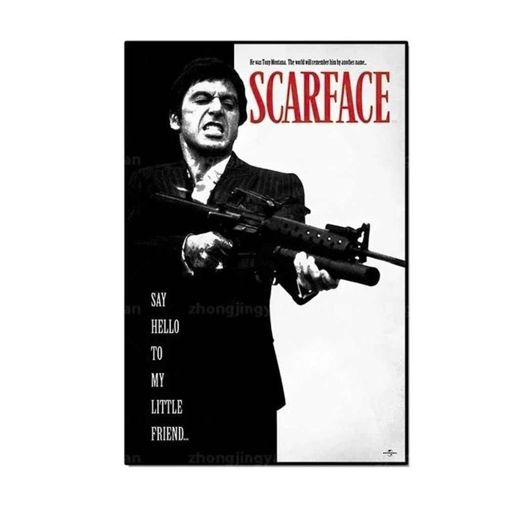 Scarface Poster Al Pacino Wall Art Gangster Movie Canvas Print 1