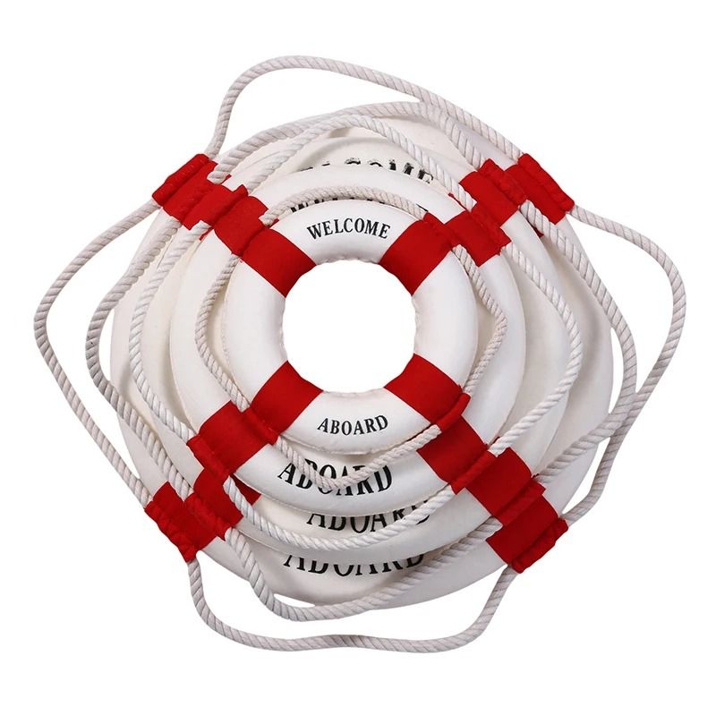 Mediterranean Style Lifebuoy Wall Decor Nautical Coastal Hanging Ornament 15