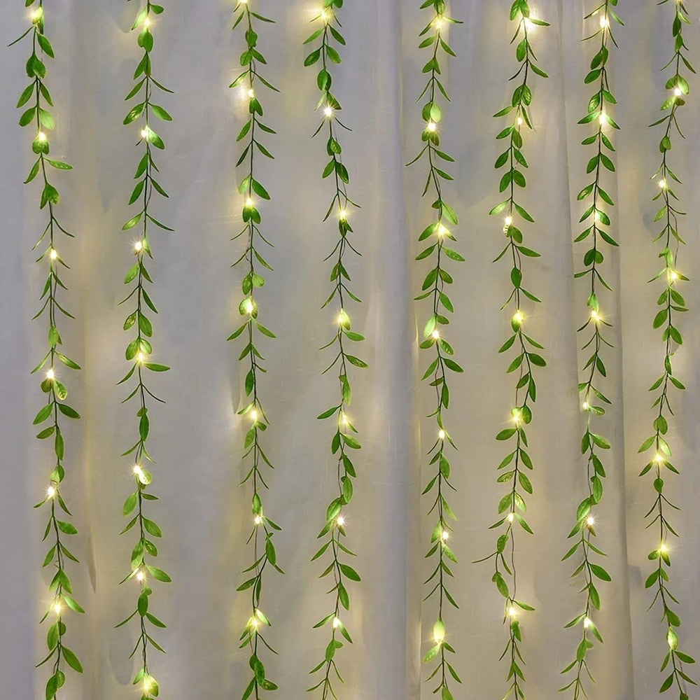 Artificial Ivy Garland With LED Lights Hanging Green Vine Decor 5