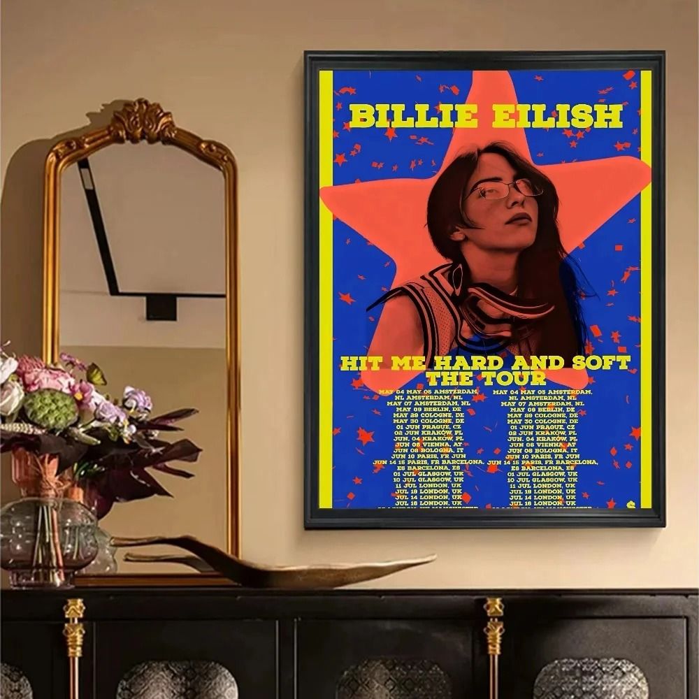 Billie Eilish Vintage Poster Retro Kraft Paper Music Wall Decor Sticker 8