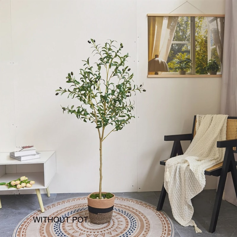 Tall Artificial Olive Tree Branch Realistic Indoor Modern Home Decor Plant 9