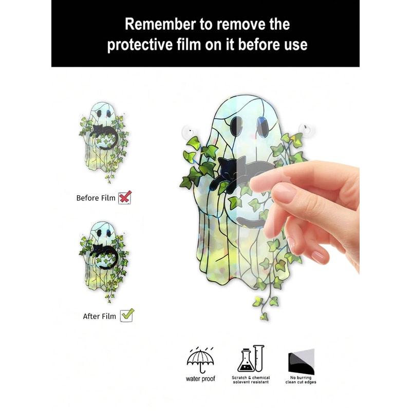 Cute Halloween Ghost Suncatcher Acrylic Window Hanging Ornament Decor 4