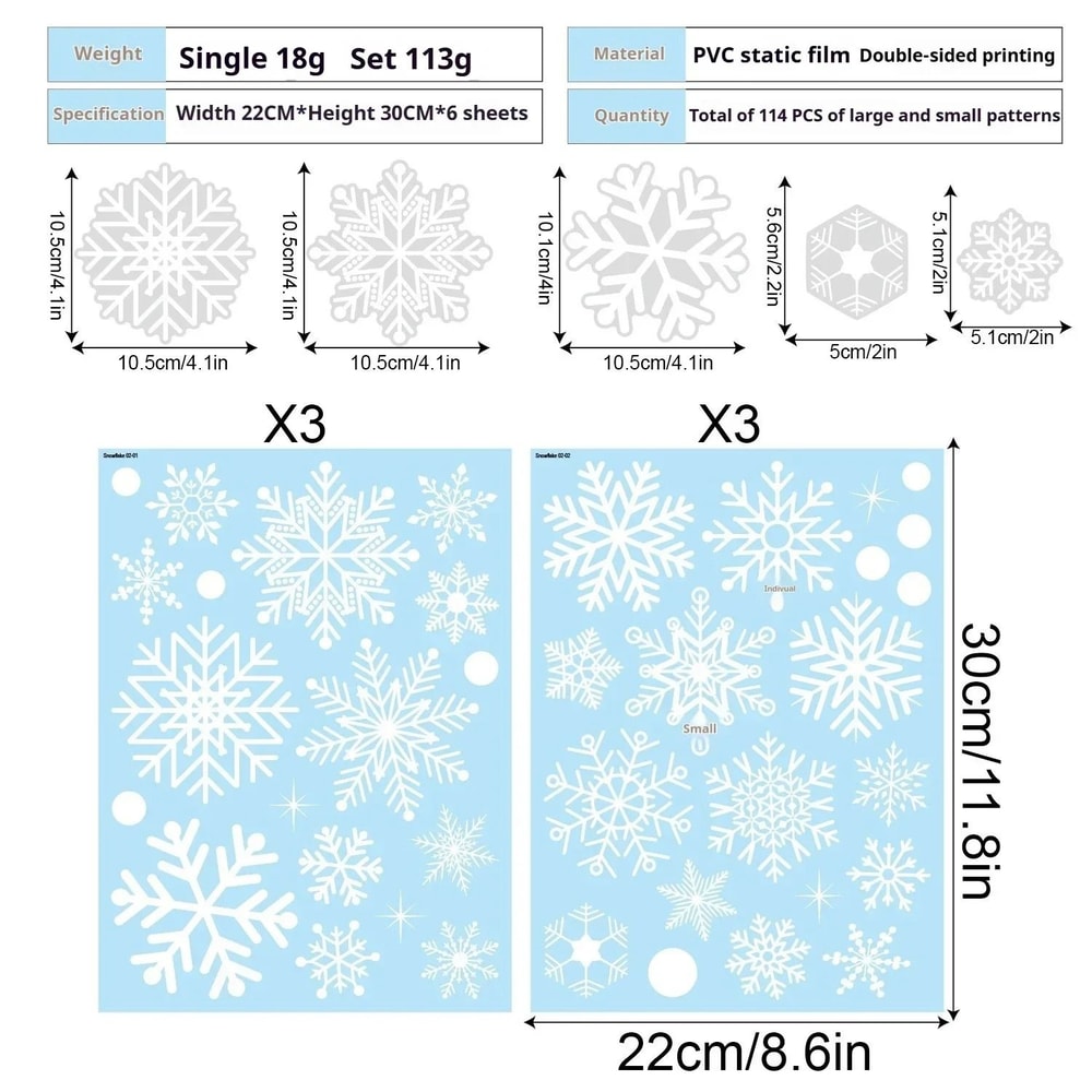 Christmas Snowflake Window Stickers Festive Holiday Wall Decals For Home Decor 1
