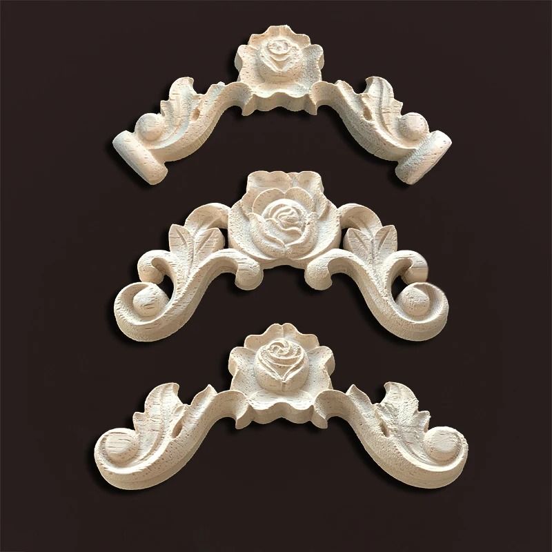 Rose Wood Carving Appliques Decorative Onlays For Furniture Antique Decor 28