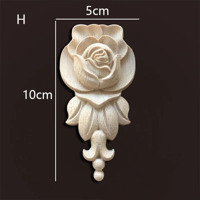 Rose Wood Carving Appliques Decorative Onlays For Furniture Antique Decor 8