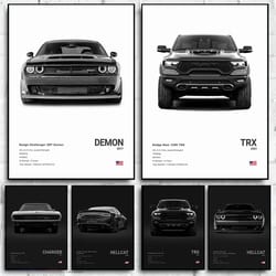 dodge challenger srt hellcat canvas poster muscle car wall art decor