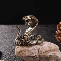 antique brass mini snake figurine decorative bronze desk ornament