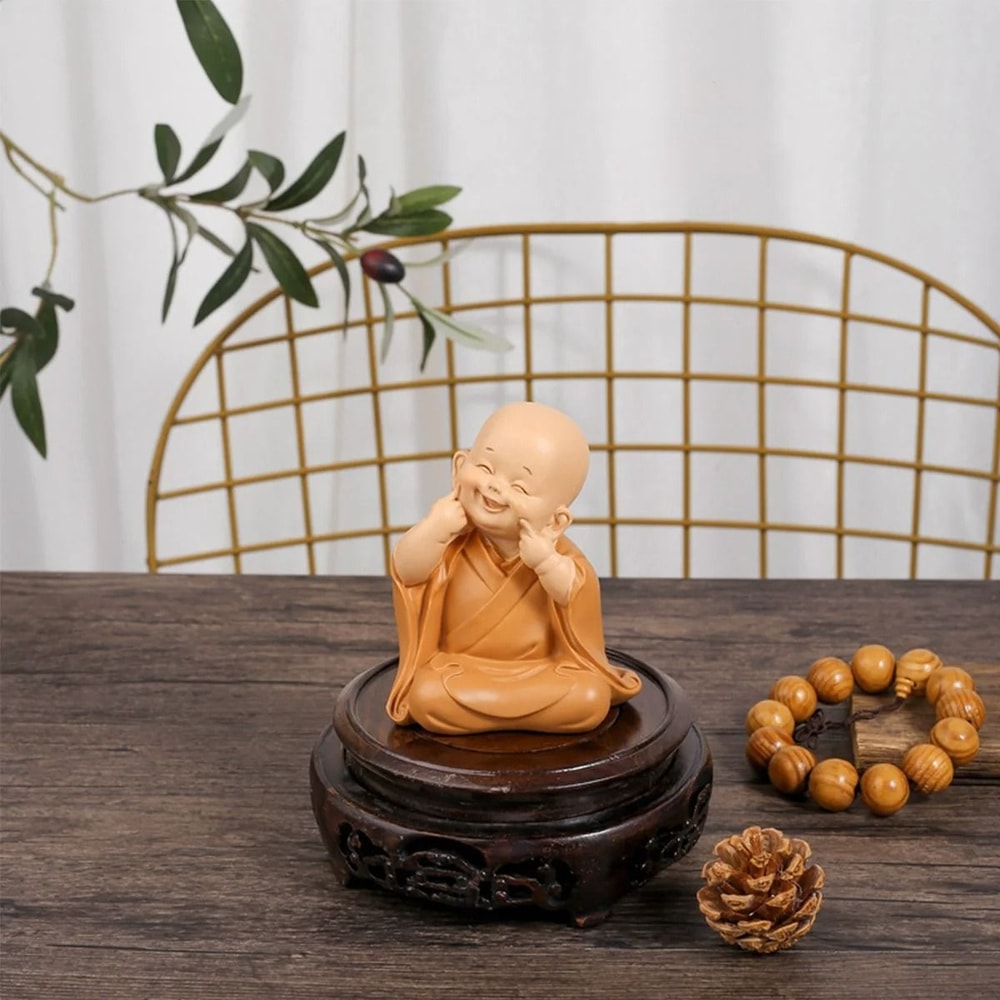 Cute Mini Monk Figurine Resin Buddha Statue Desk Decor 14