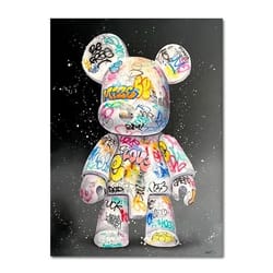 cute bear graffiti canvas painting pop art street wall decor