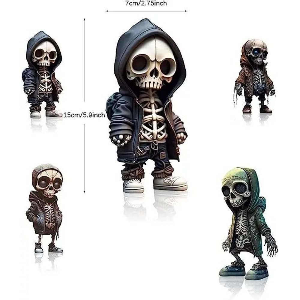Cool Skeleton Figurine Resin Skull Statue Halloween Desk Decor 6