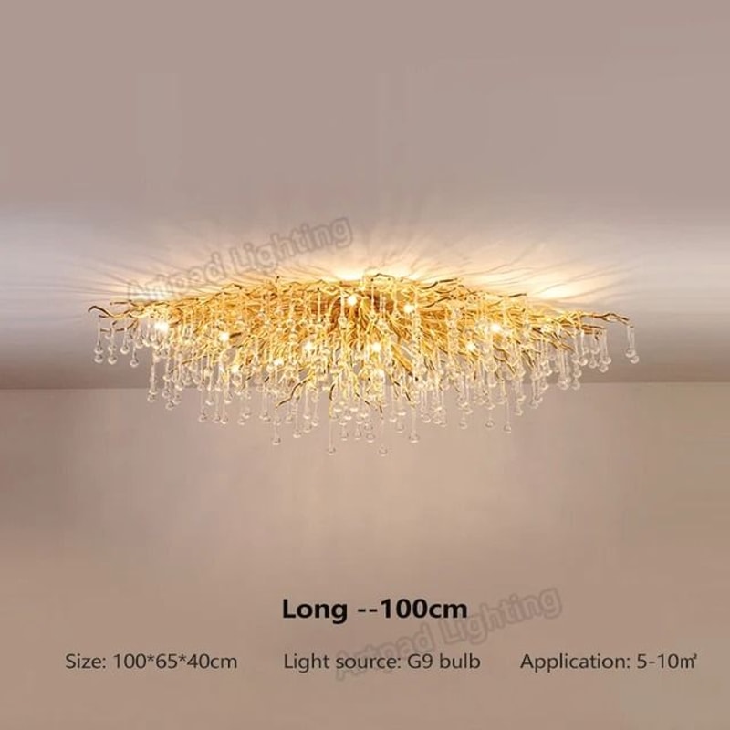 Luxury Gold Crystal Chandelier LED Modern Lighting Fixture 12